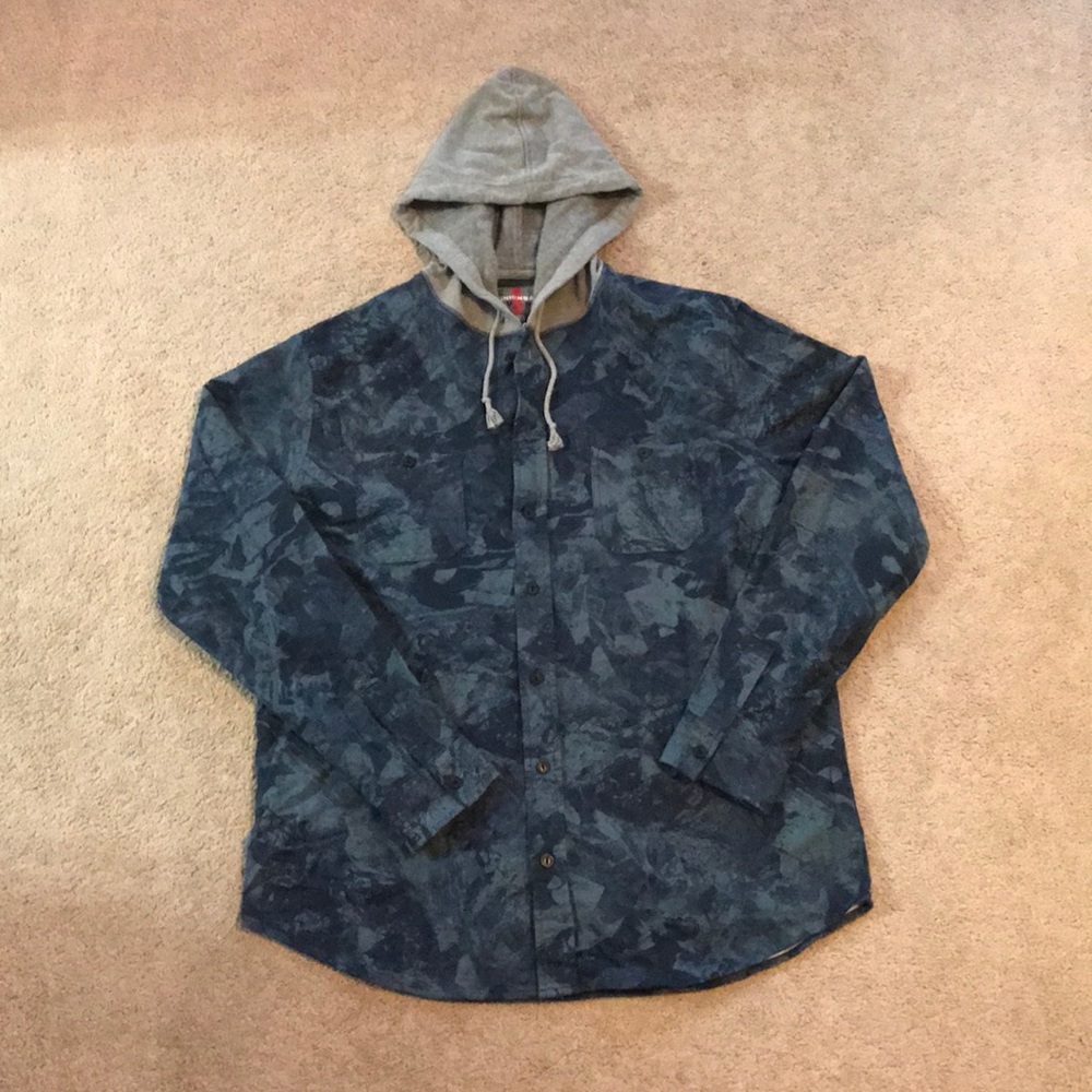 Blue Camo Sweatshirt Button Down